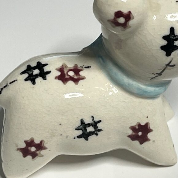 VTG Cute Stuffed Bear Figurine on 4 Legs Ceramic Blue Ribbon Bow Japan 3"x1" - Picture 7 of 13